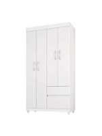 Cômoda Montevidéu E Guarda Roupa Solteiro Lótus Branco Flex - Demóbile