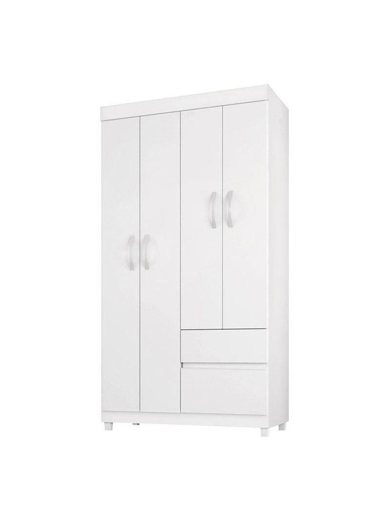 Cômoda Montevidéu E Guarda Roupa Solteiro Lótus Branco Flex - Demóbile