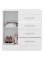 Cômoda Montevidéu E Guarda Roupa Solteiro Lótus Branco Flex - Demóbile