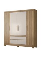 Cômoda Flora e Guarda Roupa Casal Bilbao Amêndola Off White - Demóbile