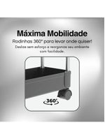 Estante Móvel Compacta 4 Andares Em Plástico Cinza Com Rodas Giratórias