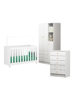 Conjunto Berço, Cômoda e Guarda-Roupa Ditália BBI-51, BB-120, BB-322