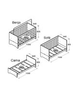 Conjunto Berço, Cômoda e Guarda-Roupa Ditália BBI-51, BB-120, BB-322