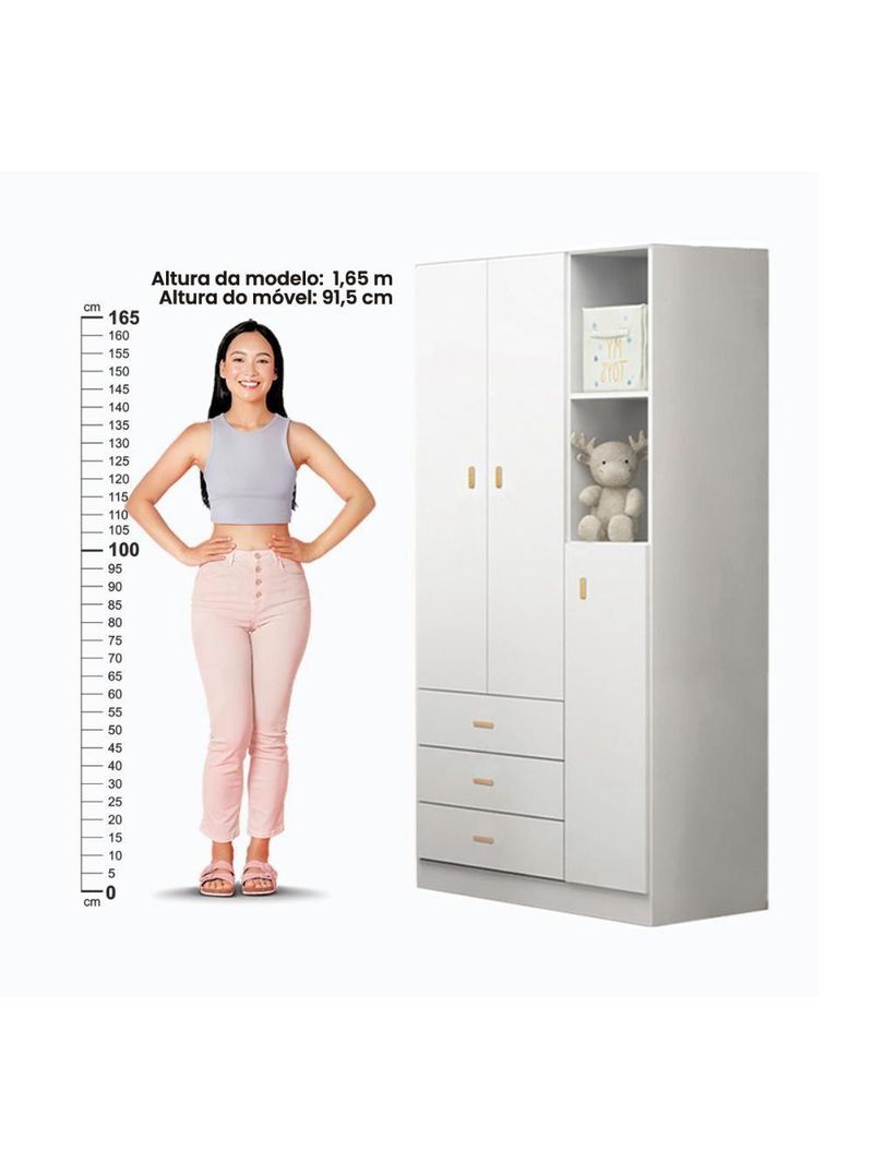 Conjunto Berço, Cômoda e Guarda-Roupa Ditália BBI-51, BB-120, BB-322