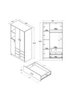 Conjunto Berço, Cômoda e Guarda-Roupa Ditália BBI-51, BB-120, BB-322