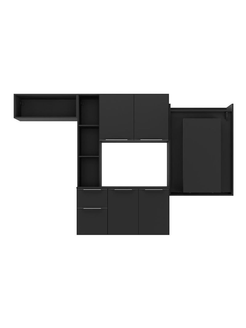 Cozinha Compacta Com Mesa Dobrável Sofia Multimóveis Preta