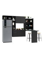 Cozinha Compacta Com Mesa Dobrável Sofia Multimóveis Preta