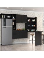 Cozinha Compacta Com Mesa Dobrável Sofia Multimóveis Preta