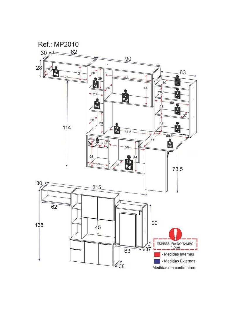 Cozinha Compacta Com Mesa Dobrável Sofia Multimóveis Preta