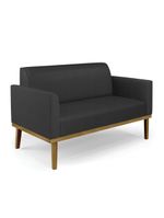 Sofá Namoradeira Base De Madeira Fixa Castanho Marisa Corino D03 - D?rossi Cor Preto