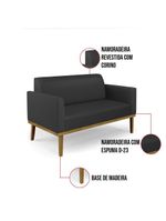 Sofá Namoradeira Base De Madeira Fixa Castanho Marisa Corino D03 - D?rossi Cor Preto