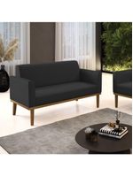 Sofá Namoradeira Base De Madeira Fixa Castanho Marisa Corino D03 - D?rossi Cor Preto