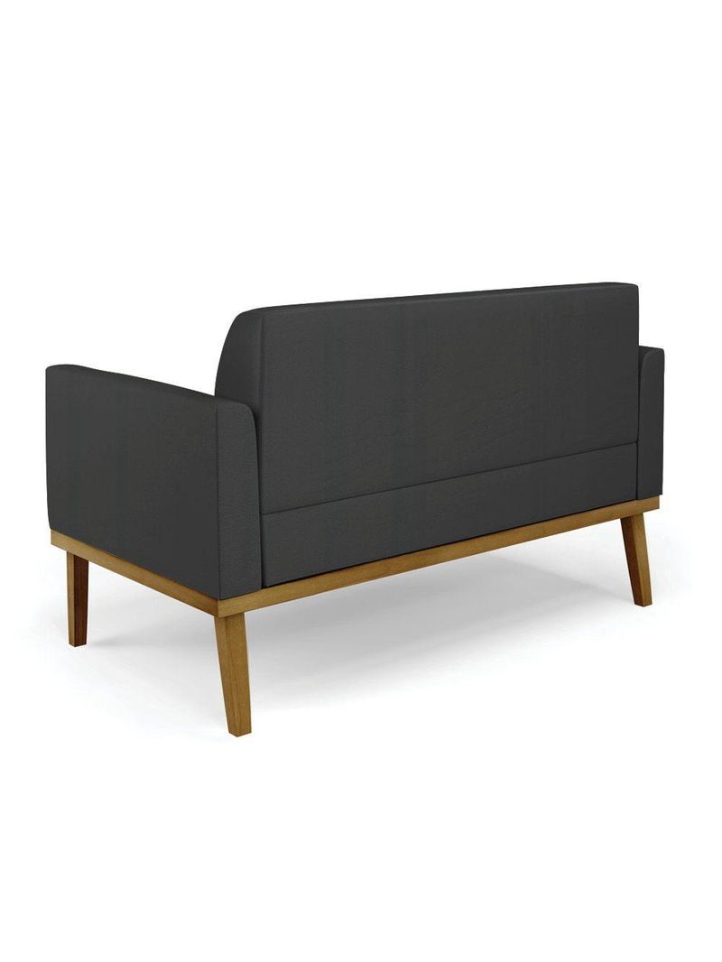 Sofá Namoradeira Base De Madeira Fixa Castanho Marisa Corino D03 - D?rossi Cor Preto