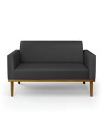 Sofá Namoradeira Base De Madeira Fixa Castanho Marisa Corino D03 - D?rossi Cor Preto