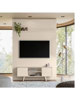 Composição New Panorama Bancada E Painel Para De 65 Polegadas - Madetec Cor:calacata Off White