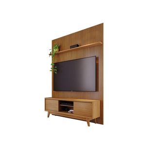 Composição Milo Bancada E Painel Para Tv 65 Polegadas Com Portas - Madetec Cumaru