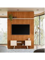 Composição New Panorama Bancada E Painel Para De 65 Polegadas - Madetec Cinamomo Off White