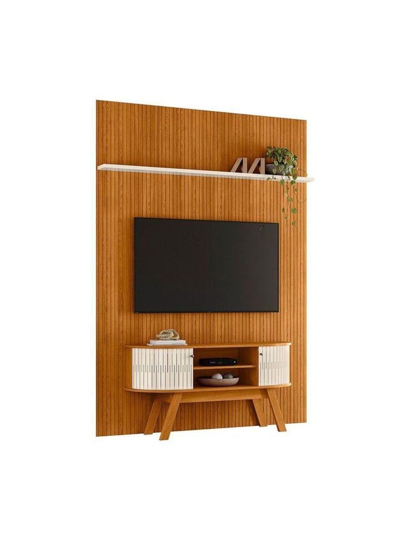 Composição New Silverstone Bancada E Painel Para 65 Polegadas - Madetec Cinamomo Off White