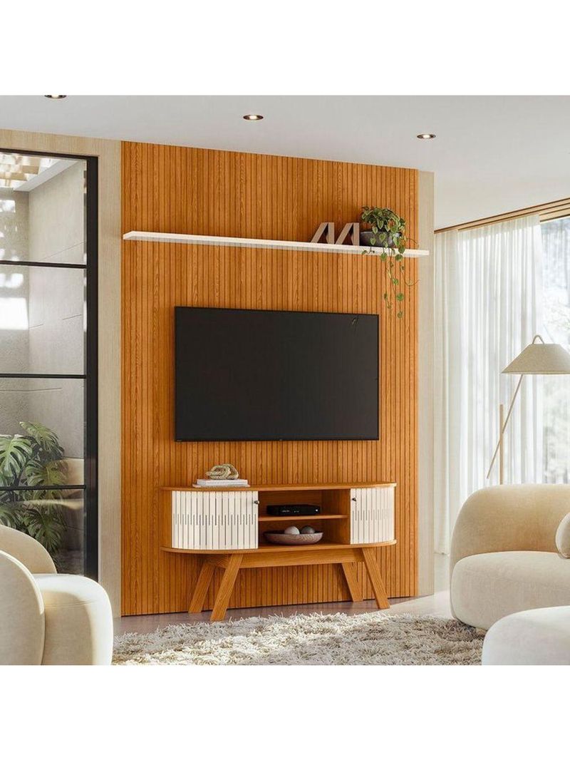 Composição New Silverstone Bancada E Painel Para 65 Polegadas - Madetec Cinamomo Off White