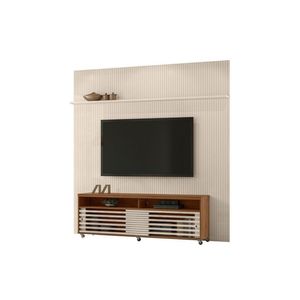 Composição Frizz New Prestige Bancada E Painel Para Tv 75 Polegadas Com Portas - Madetec Naturale Off White