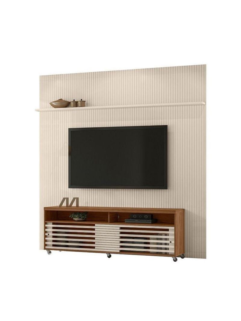 Composição Frizz New Prestige Bancada E Painel Para 75 Polegadas Com Portas - Madetec Off White