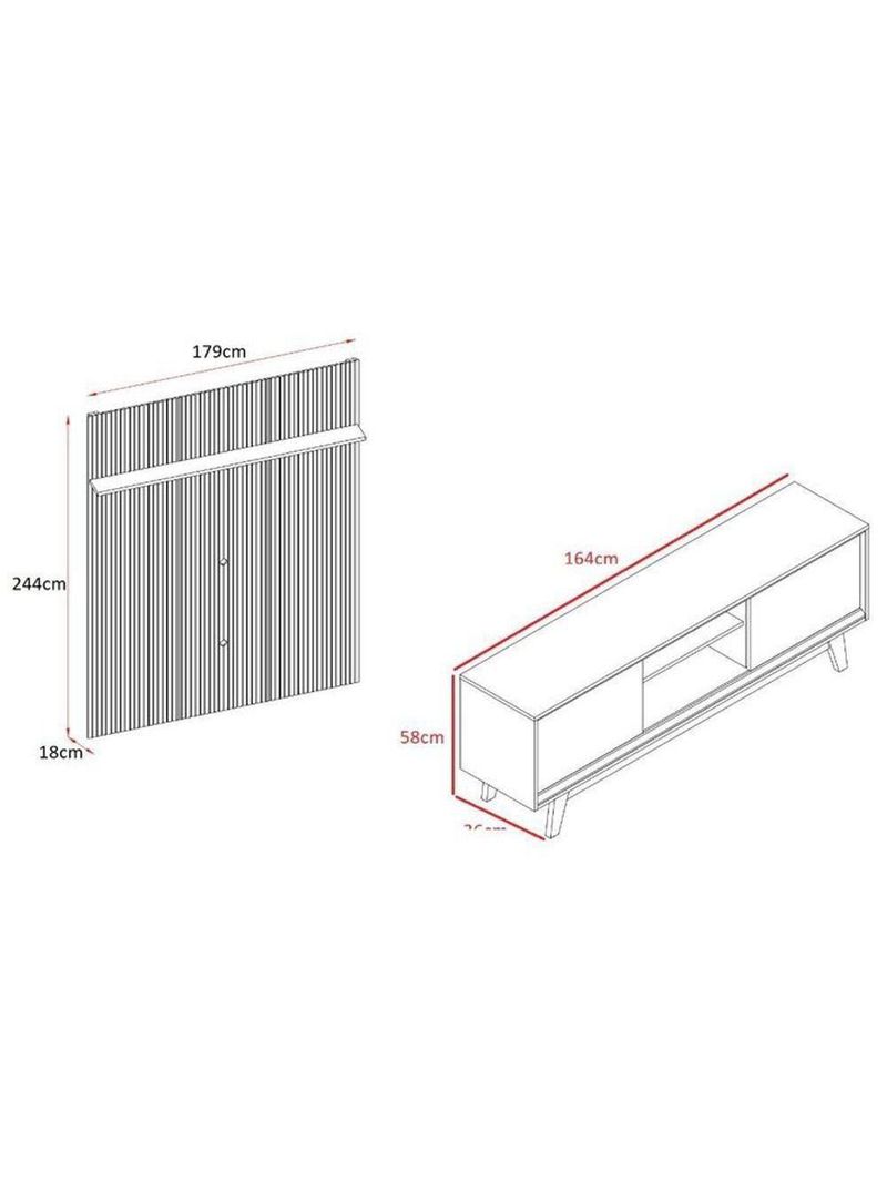 Composição Milo Bancada E Painel Para 65 Polegadas Com Portas - Madetec Cinamomo Off White