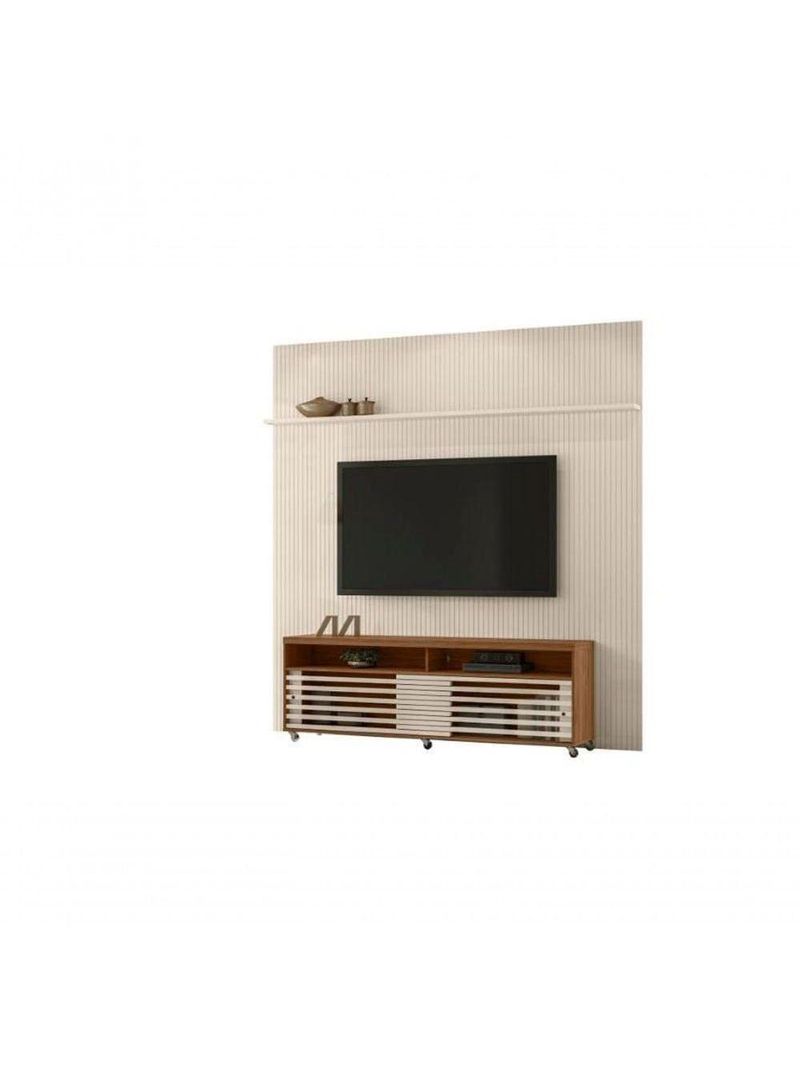 Composição Frizz New Prestige Bancada E Painel Para 75 Polegadas Com Portas - Madetec Cinamomo Off White