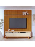 Composição Luna Bancada E Painel Para 75 Polegadas Com Portas - Madetec Cinamomo Off White