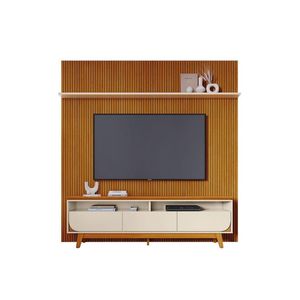 Composição Luna Bancada E Painel Para Tv 75 Polegadas Com Portas - Madetec Cinamomo Off White
