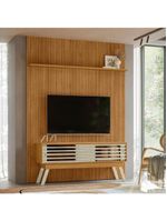 Composição Frizz New Premium Bancada E Painel Para 65 Polegadas Com Portas - Madetec Cumaru Opala