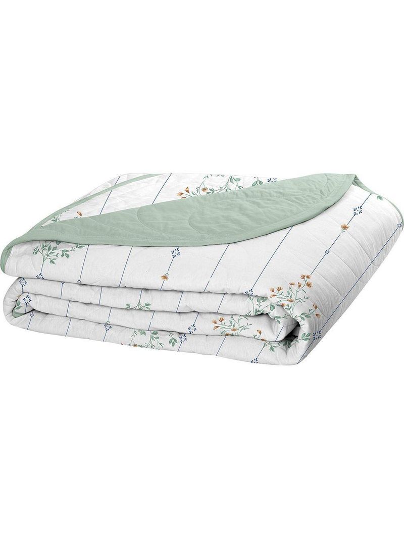Cobre Leito Tecebem Solteiro Malha 100% Algodão Estampado Em Matelasse Fran 170 X 240cm Verde