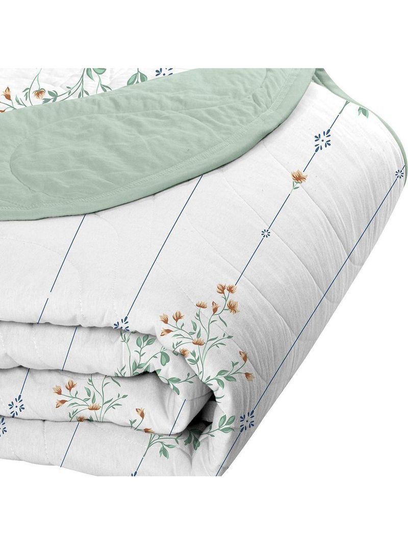 Cobre Leito Tecebem Solteiro Malha 100% Algodão Estampado Em Matelasse Fran 170 X 240cm Verde