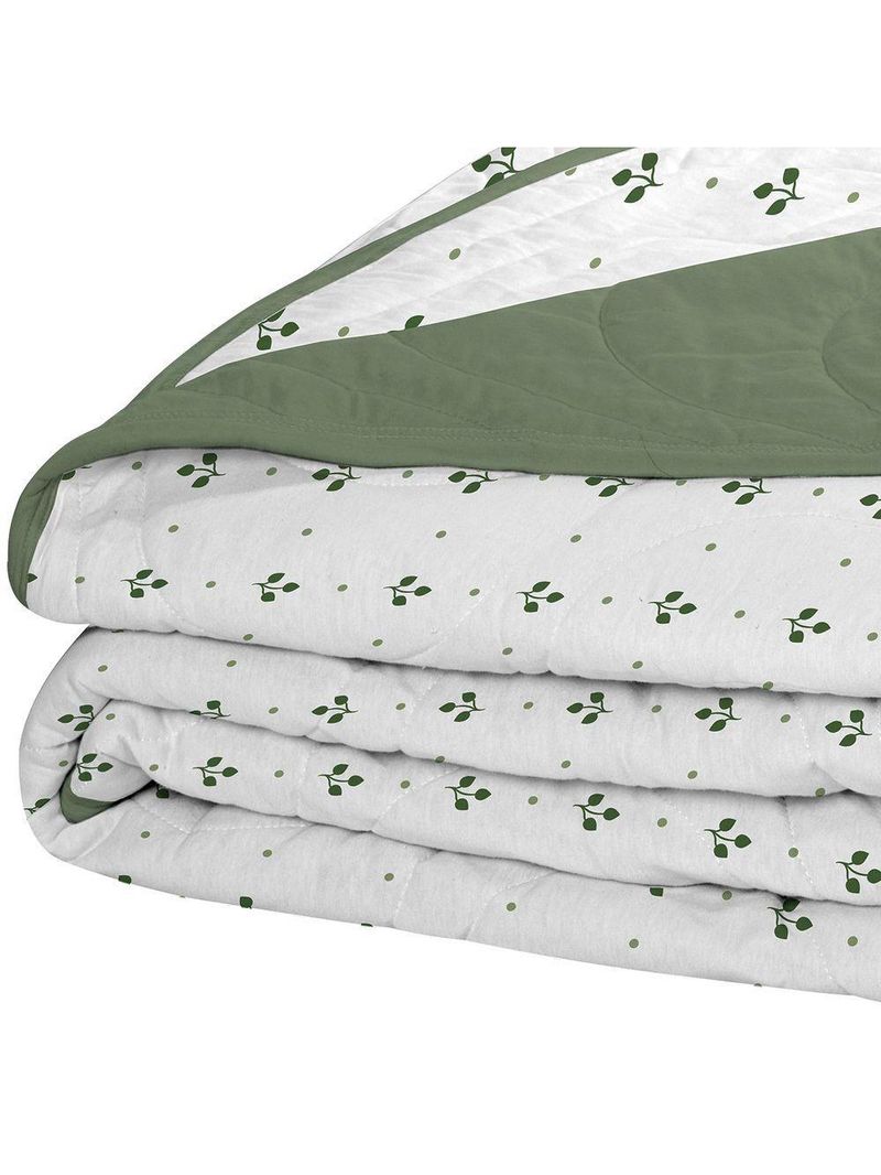 Cobre Leito Tecebem Solteiro Malha 100% Algodão Estampado Em Matelasse Hugo 170 X 240cm Oliva