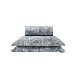 Cobre Leito Buettner Queen Microfibra Renove Estampado Paulina 3 Peças Azul