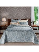 Cobre Leito Buettner Queen Microfibra Renove Estampado Paulina 3 Peças Azul