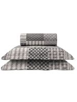 Cobre Leito Buettner Casal Microfibra Renove Estampado Austria 3 Peças Cinza