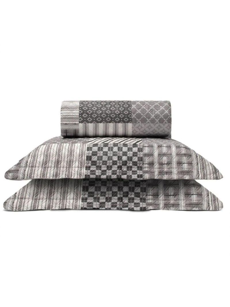 Cobre Leito Buettner Casal Microfibra Renove Estampado Austria 3 Peças Cinza