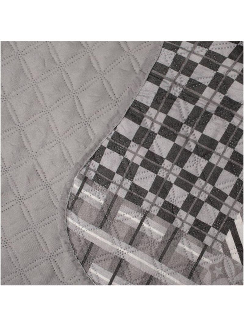 Cobre Leito Buettner Casal Microfibra Renove Estampado Austria 3 Peças Cinza