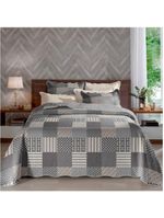 Cobre Leito Buettner Casal Microfibra Renove Estampado Austria 3 Peças Cinza
