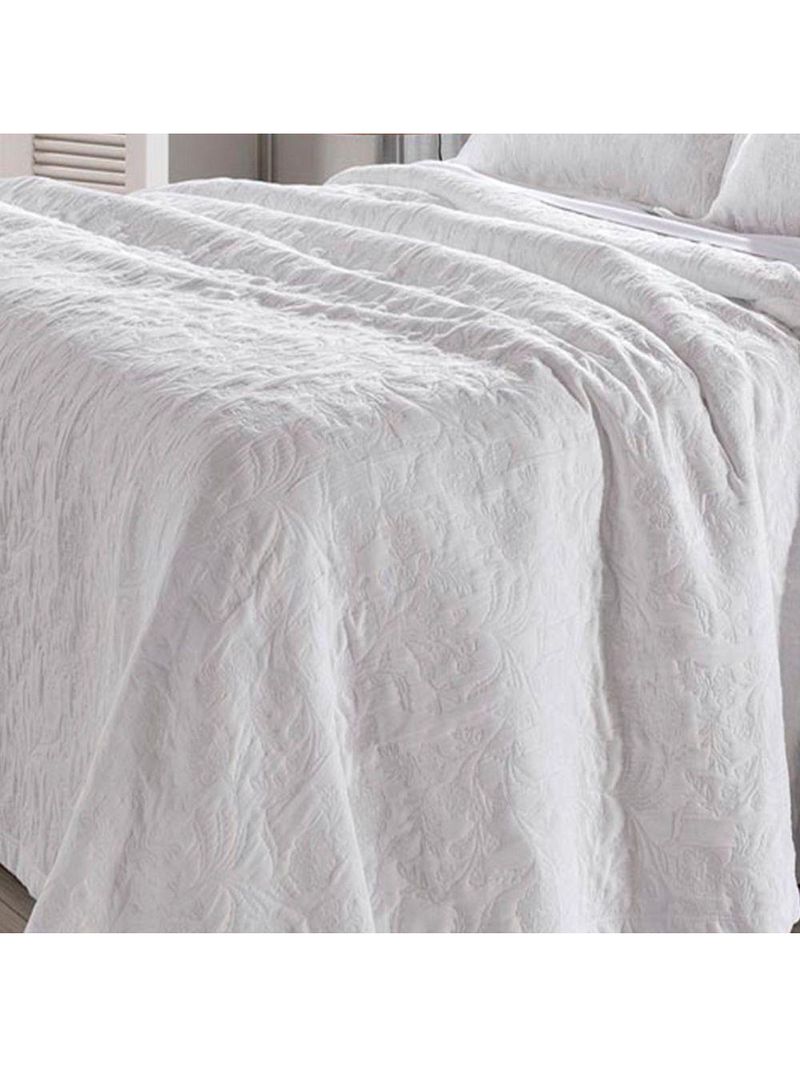 Cobre Leito Buettner Queen Jacquard Dupla Face Cenário Estampado Ravena 3 Peças Branco