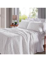 Cobre Leito Buettner Queen Jacquard Dupla Face Cenário Estampado Ravena 3 Peças Branco