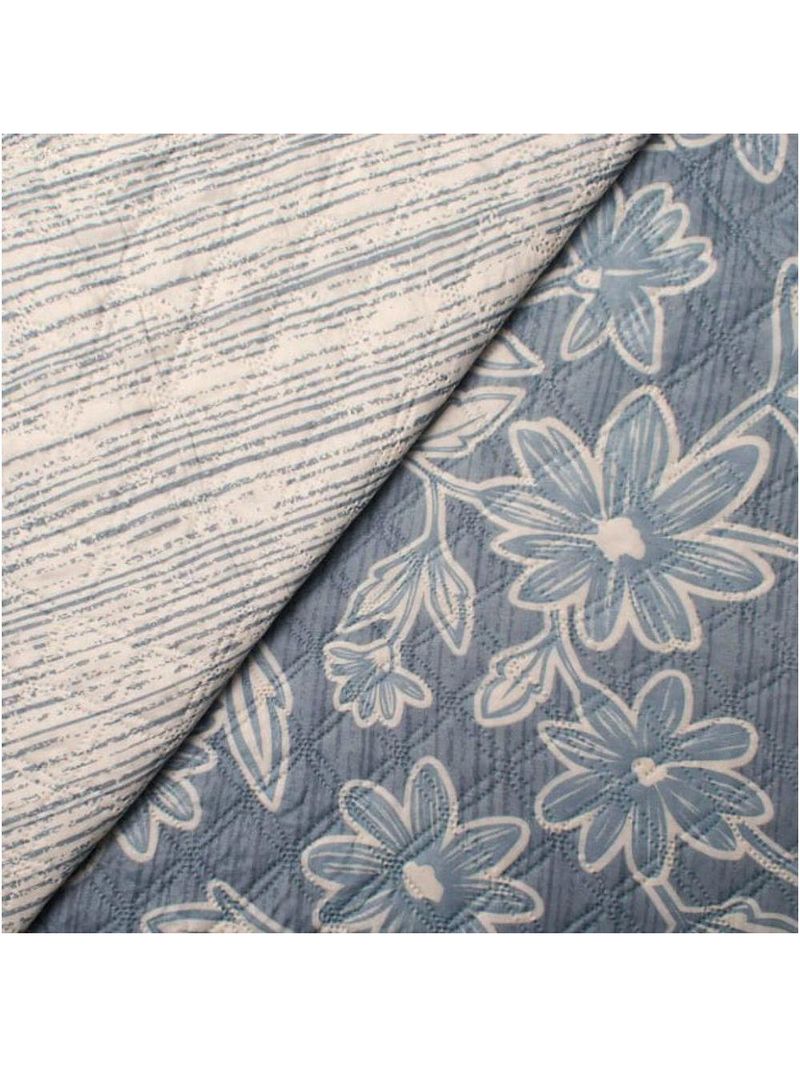 Cobre Leito Buettner Casal Microfibra Renove Estampado Paulina 3 Peças Azul