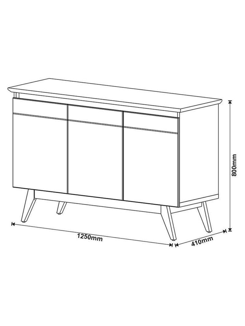 Aparador Para Sala Buffet Classic 3 Portas Branco Acetinado - Imcal