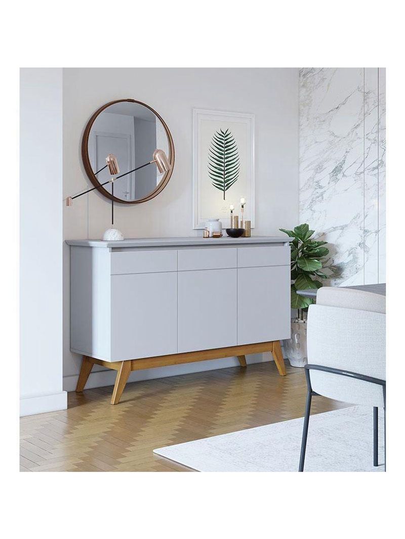 Aparador Para Sala Buffet Classic 3 Portas Branco Acetinado - Imcal
