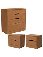 Cômoda 4 Gavetas + 2 Mesas de Cabeceira 2 Gavetas – Kappesberg S82224 – Cor Canela