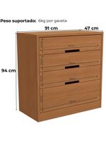 Cômoda 4 Gavetas + 2 Mesas de Cabeceira 2 Gavetas – Kappesberg S82224 – Cor Canela