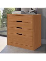 Cômoda 4 Gavetas + 2 Mesas de Cabeceira 2 Gavetas – Kappesberg S82224 – Cor Canela