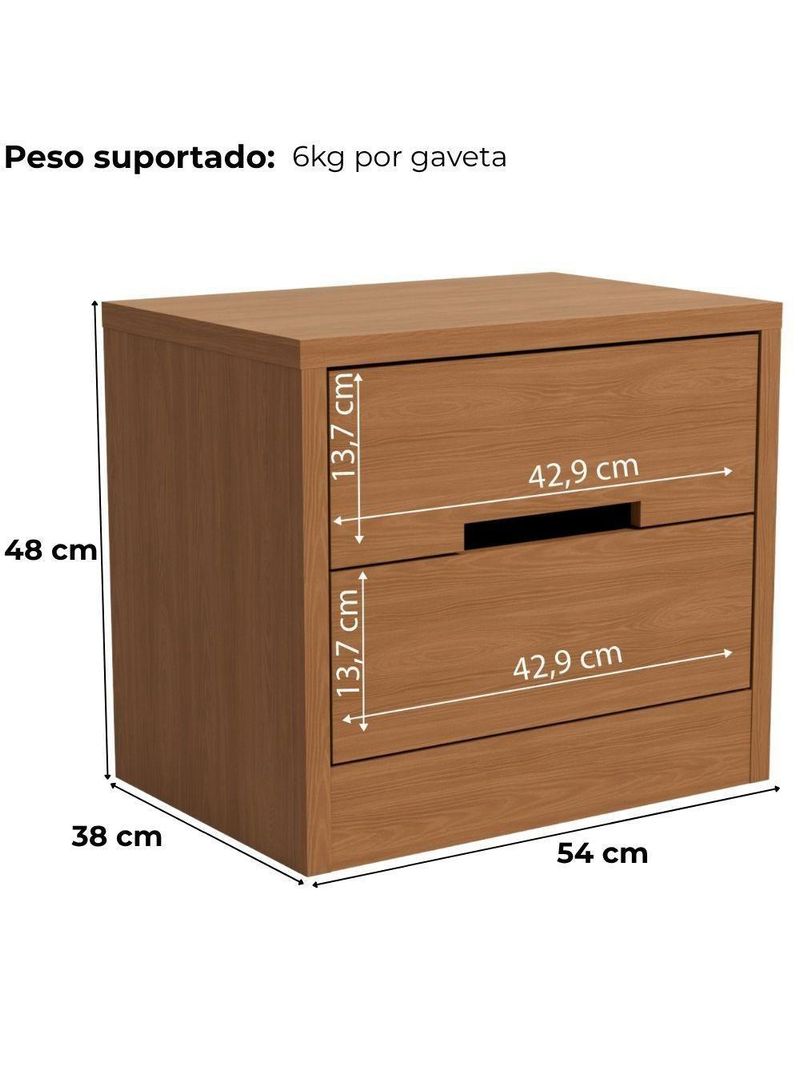 Cômoda 4 Gavetas + 2 Mesas de Cabeceira 2 Gavetas – Kappesberg S82224 – Cor Canela