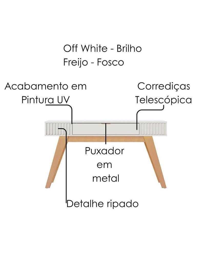 Aparador para Sala 1 Gaveta 136 cm Riviera – Colibri – Cor Off White/Freijó