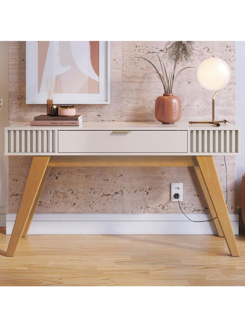 Aparador para Sala 1 Gaveta 136 cm Riviera – Colibri – Cor Off White/Freijó